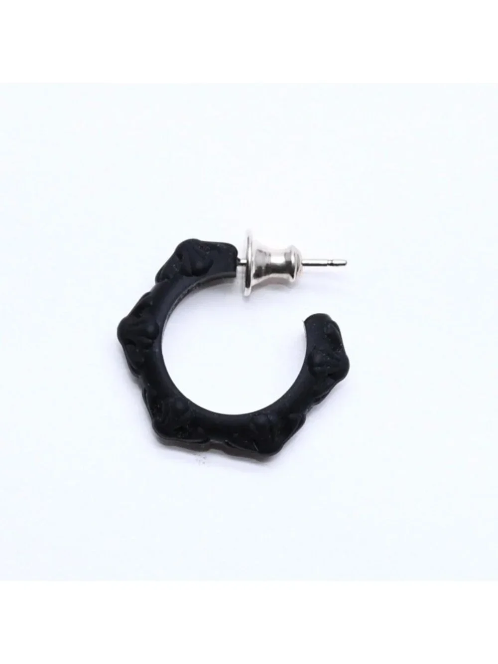 Chrome Hearts Rubber Hoop Cross Small Band Silicon Earrings Black